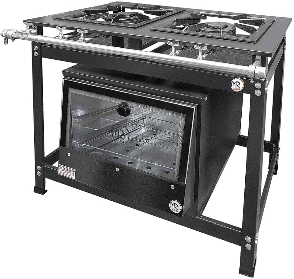 Fogão Industrial 2 Bocas Duplas Baixa Pressão Mr Fogões com Forno P8 Luxo