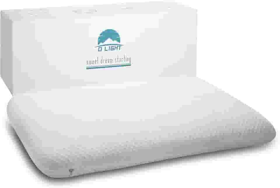 Travesseiro Dlight Bedding com espuma viscoelástica com gel fino, super macio, fino e plano para alinhamento giratório, perfeito para quem dorme com estômago e nas costas, CertiPUR-US, Branco, Slim-3.4 Inch, 1