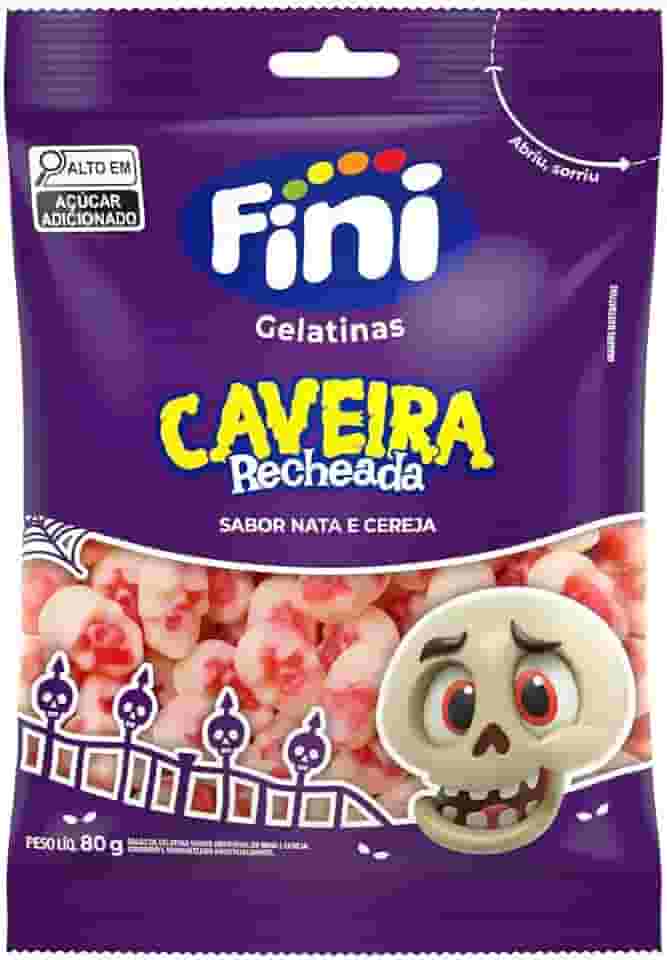 Bala Fini Caveira Recheada Cereja Gelatinas 80g
