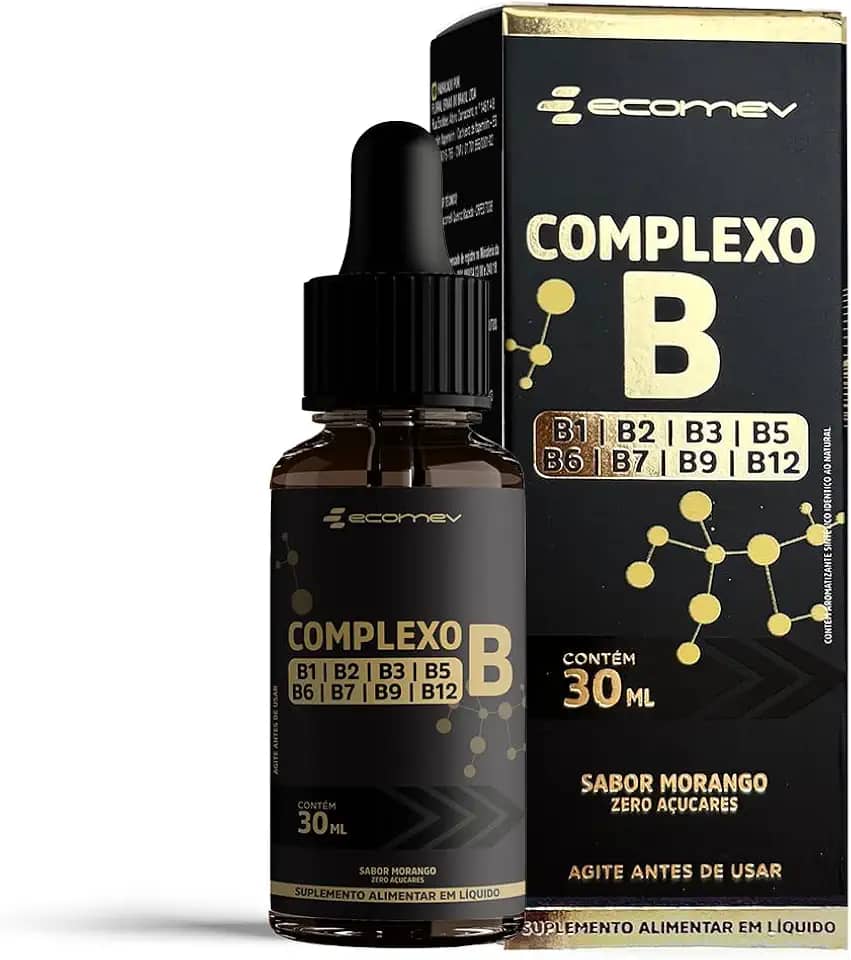 Complexo B em Gotas Sublingual Vegano 30ml - Sabor Morango - Ecomev