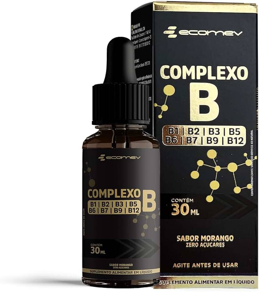 Complexo B em Gotas Sublingual Vegano 30ml - Sabor Morango - Ecomev