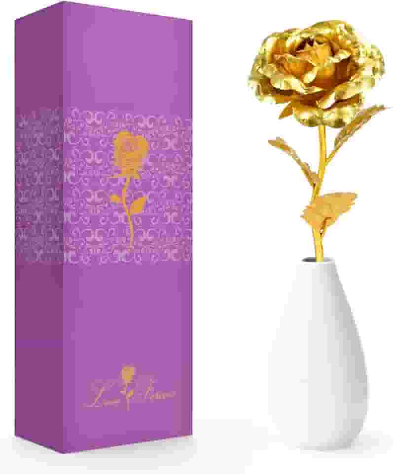 Presentes de Dia das Mães para a Avó, Dia das Mães para a Mãe, Primeiro Dia das Mães para Nova Mãe, Dia das Mães para Filha e Esposa, Dia das Mães Personalizado, Rosa Flowe com Vaso (Dourado)