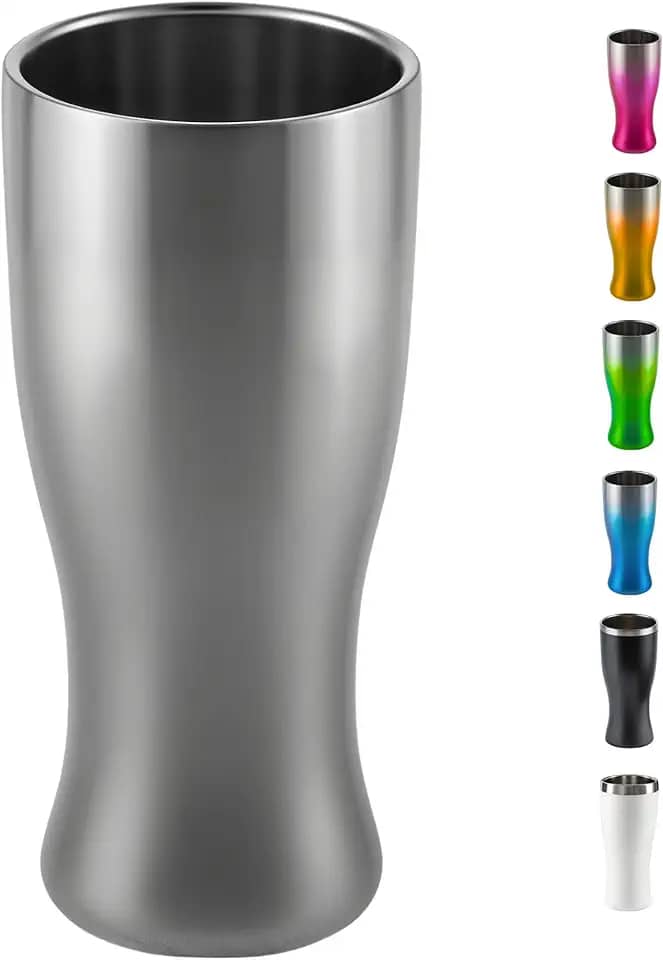 Copo Térmico Cerveja Inox 450 ml - Gelada 4 horas, Parede Dupla Isolamento, Base Emborrachada (Prata)