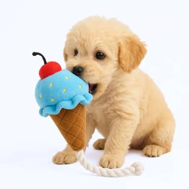 Brinquedo Interativo para Cachorro Pelúcia Sorvete com Corda e Apito Mordedor para Filhotes e Adultos (Azul)