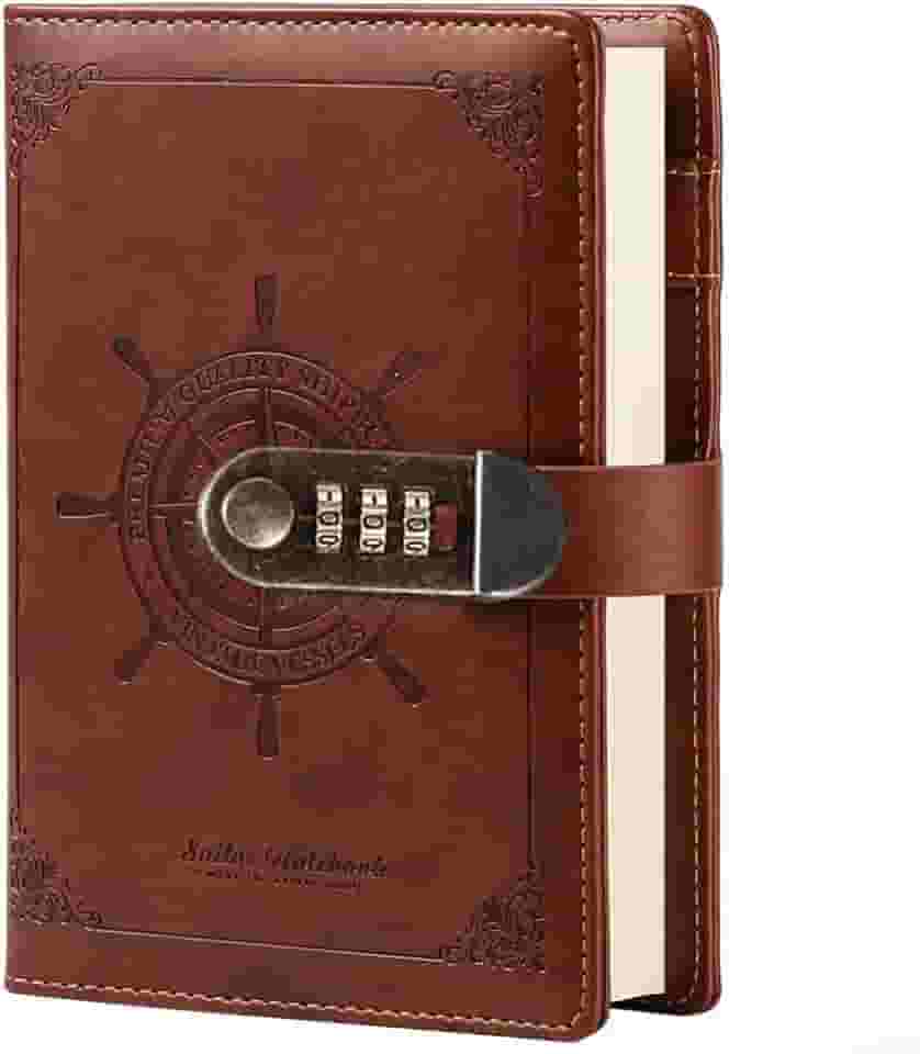 Caderno Couro Com Trava Para Combinação, Diário de Viagem para Marinheiro, Agenda Pessoal, Organizador de Planejamento Como Presente Para Meninas, Meninos, Mulheres (marrom)