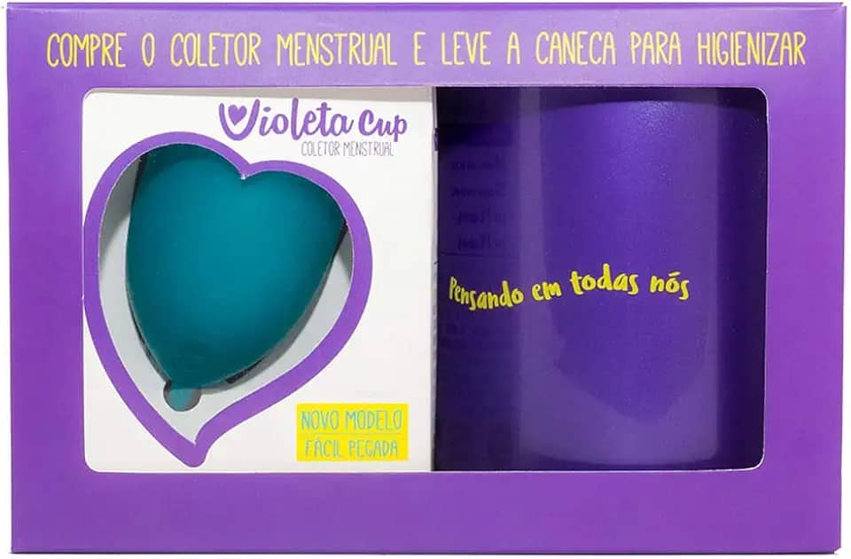 Kit Coletor Menstrual Violeta Cup Tipo B Verde + Caneca Higienizadora, Violeta Cup, Verde, Tipo B Mulheres Com Até 29 Anos E Sem Filhos, E/Ou Com Colo Do Útero De Altura Baixa
