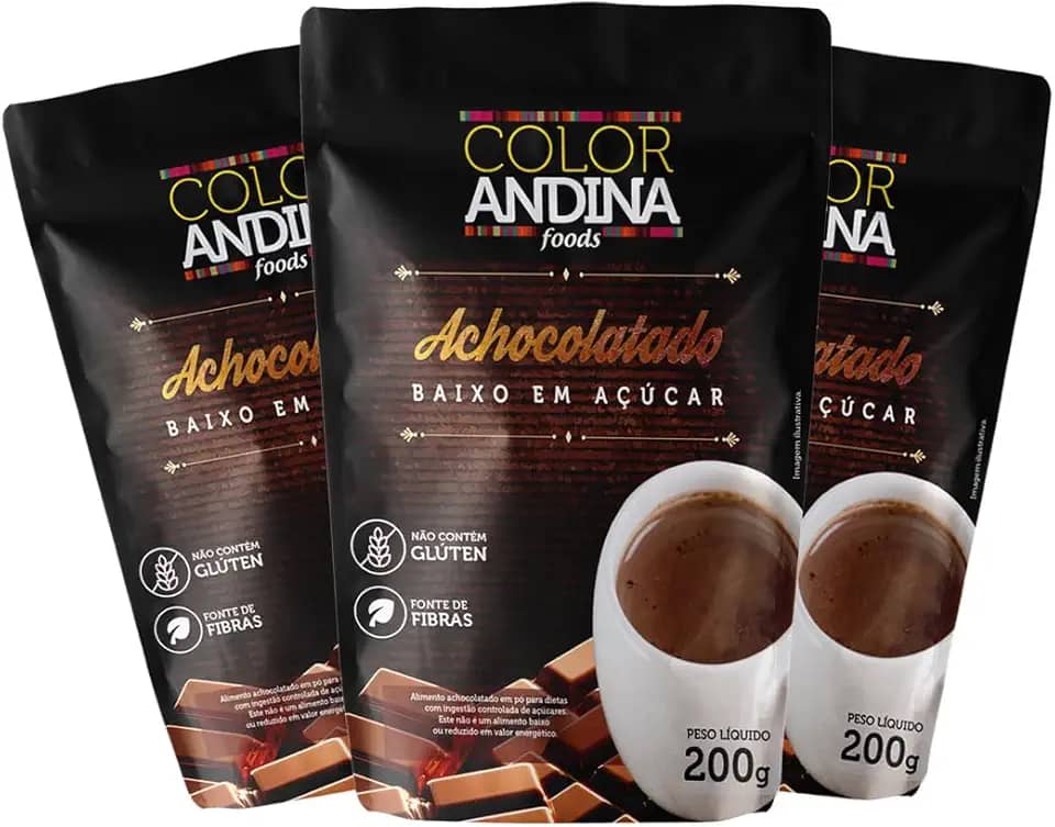 Achocolatado Diet Baixo em Açúcar 200g | Vegano | Cacau 100% Puro - 3 unidades