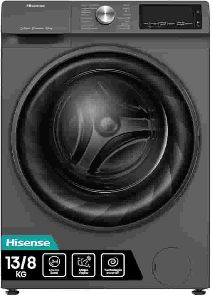 Hisense Lava e Seca, 13kg Lavagem/8kg Secagem, Steam, 13 Programas, Motor Inverter, Painel Touch, Titanium WD13X - 127V