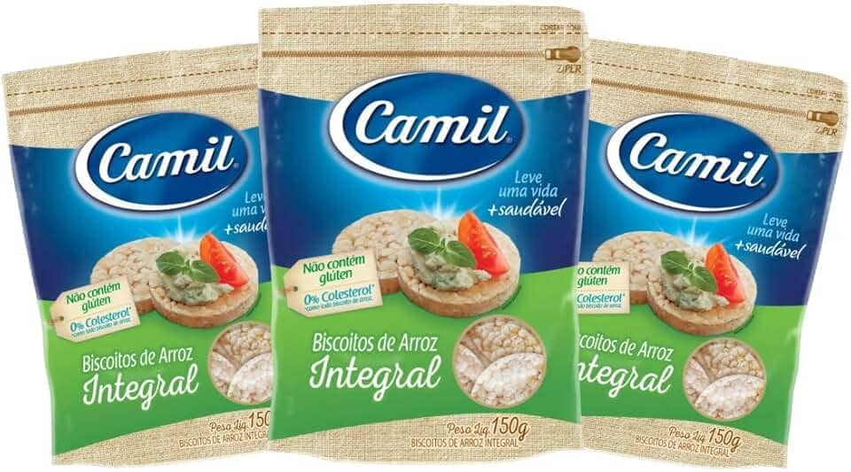 Biscoito/Bolacha de Arroz Camil Integral 3unx150g