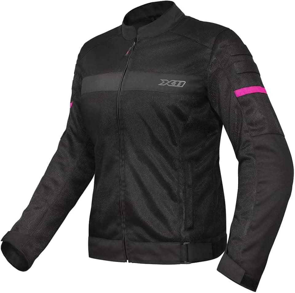 Jaqueta X11 Super Air Feminina Ventilada Moto Motociclista Motoqueiro Proteção Para Uso no Verão Super Ventilada Preta Com Detalhes Rosa GG