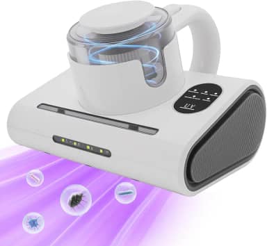 Aspirador de Pó Antiácaro Portátil, 500ml, Filtragem Dupla, Luz UV, Escova Rotativa, Visor Digital, 300W, 220V