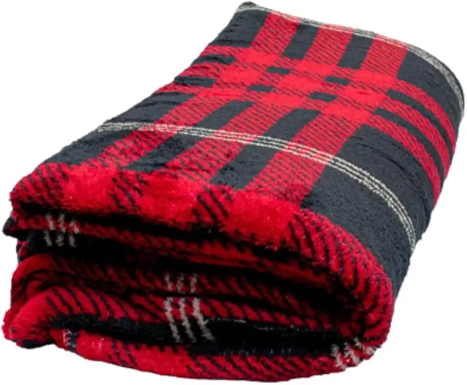 Manta para Casal de Microfibra 100% Poliéster Estampado em Xadrez com cores Sortida