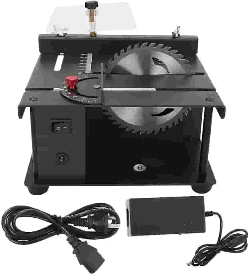 Serra de esquadria de composto deslizante, mini serra de mesa deslizante multifuncional, corte chanfrado (0-90 °), mesa extensível, 3000 rpm, profundidade de corte 35 mm, serra de esquadria de corte transversal, para corte versátil