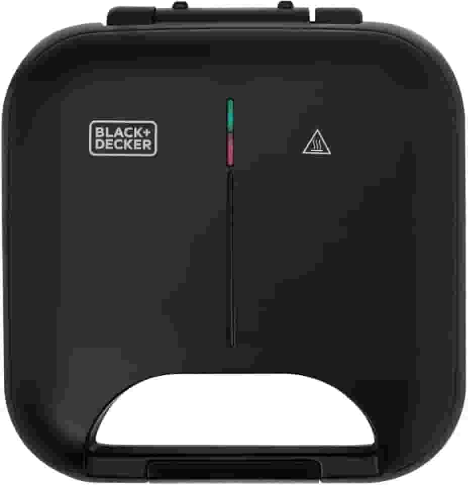 BLACK+DECKER Grill Elétrico e Máquina de Waffle 2 em 1, Sanduicheira Grill com Chapas Antiaderente, Ideal para Waffles, Carnes e Outros Alimentos, Modelo GW750, 110V