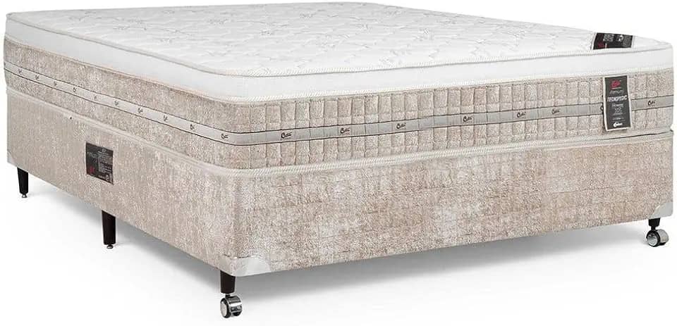 Cama Box + Colchão Castor Casal Premium One Face Tecnopedic 138x188x57cm