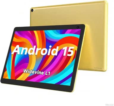 Tablet Coopers 10', Android 12, 32 GB ROM 512 GB, processador Quad Core, bateria de 6.000 mAh, tela sensível ao toque IPS 1280 x 800, câmera dupla HD de 2 + 8 MP, PC, Bluetooth, Wi-Fi, amarelo