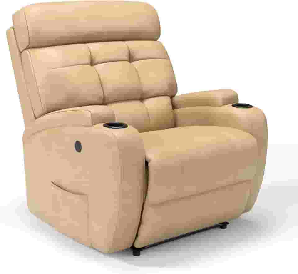 Poltrona do Papai Reclinável Elétrica em Corino Importado - Modelo Florença Damie (Bege)