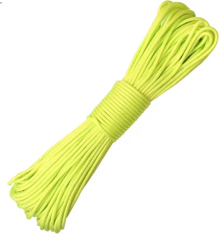 Corda de Paraquedas GeGeGeDa Paracord 9 Core 550 para Acampamento de Corda de Paraquedas 30 m, neon green, 100ft