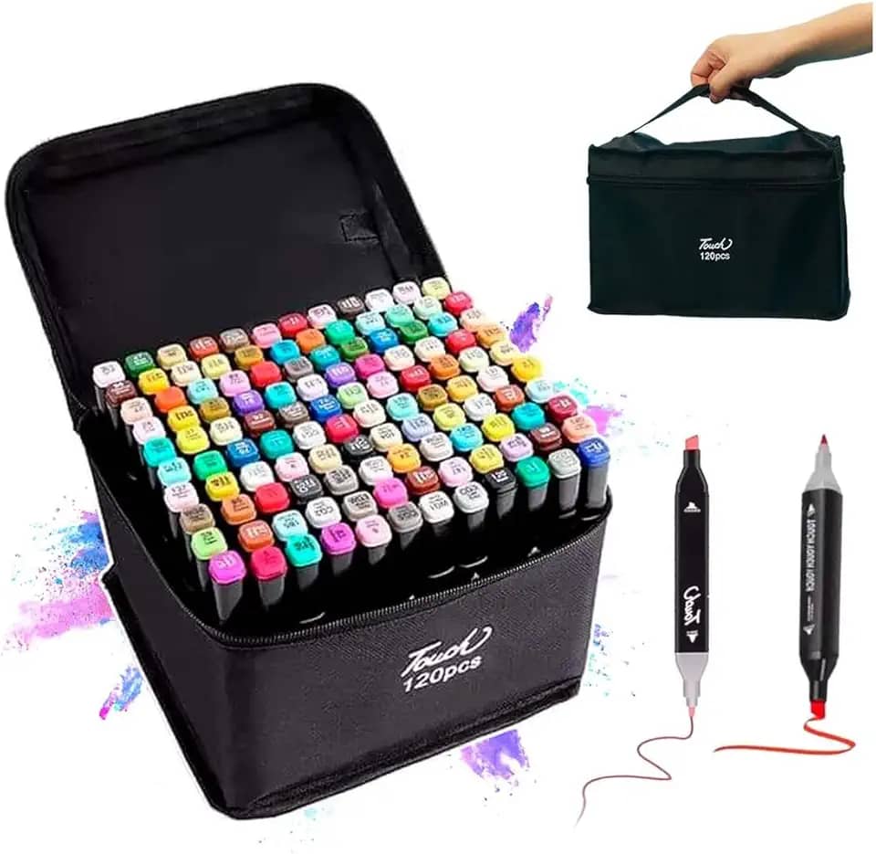 Caneta Marcador Para Colorir Desenho Profissional 36, 48, 60, 80 Cores Conjunto De Canetinhas Pontas Duplas Codificados por Cores Vivas para Desenho (120)