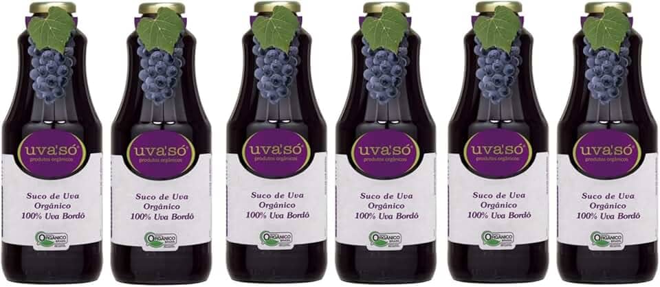 Suco de Uva Bordô Integral Orgânica Uva'Só Kit 6 Unidades 1 L