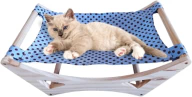 Cama Rede Suspensa Azul para Gatos: Conforto e Estilo em um Produto Pet Feito com Madeira de Qualidade