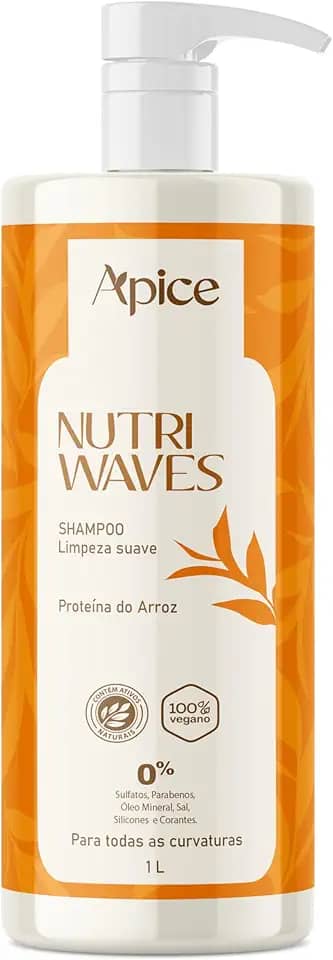 Ápice Shampoo Nutri Waves | Limpeza Suave com Nutrição para Cabelos Cacheados, Ondulados, Crespos e em Transição | 1L