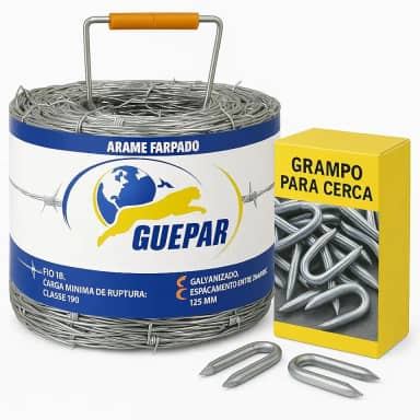 Kit Arame Farpado Galvanizado 250 Metros + 1kg Grampos – Cerca Rural, Fazenda e Chácara – Aço Resistente, Durável e Econômico