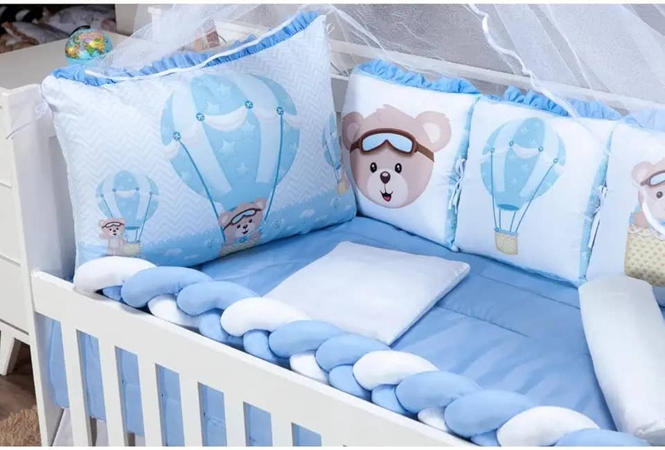 Kit Berço Sublimado12 Peças - Conforto e Estilo para o Enxoval do Bebê (Urso Baloeiro)