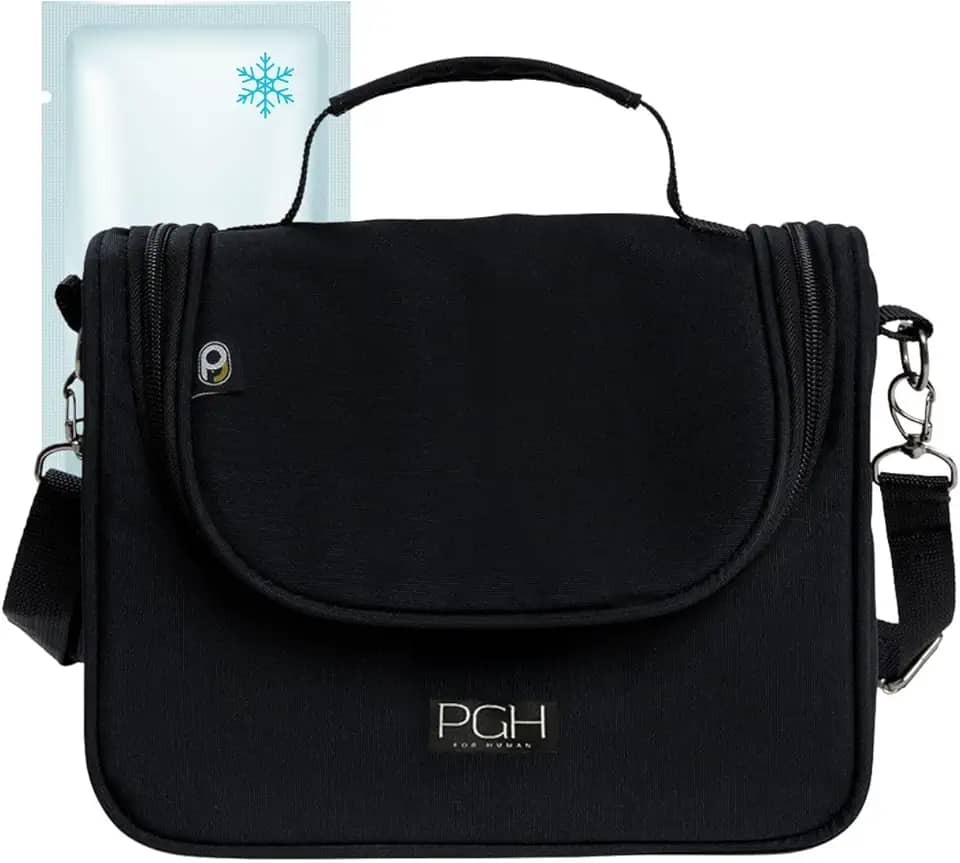 Bolsa Lancheira Térmica Adulto ou Infantil PGH, Modelo COMPACT MINI, Capacidade de 4 Litros, com Alça de Ombros Ajustável com Gelo Reutilizável incluso