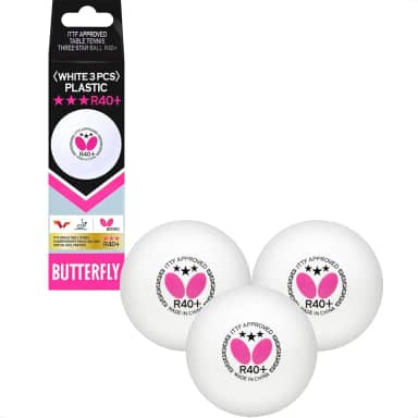 Butterfly Bolas de tênis de mesa R40+ – bola de ping pong branca de 40 mm – certificação ITTF profissional bola de tênis de mesa – pacote com 3 ou 12 unidades