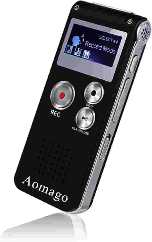 Gravador de voz digital ativado por voz para aulas, reuniões, entrevistas, Aomago, gravador de áudio de 8 GB, mini fita portátil com Playback, USB, MP3
