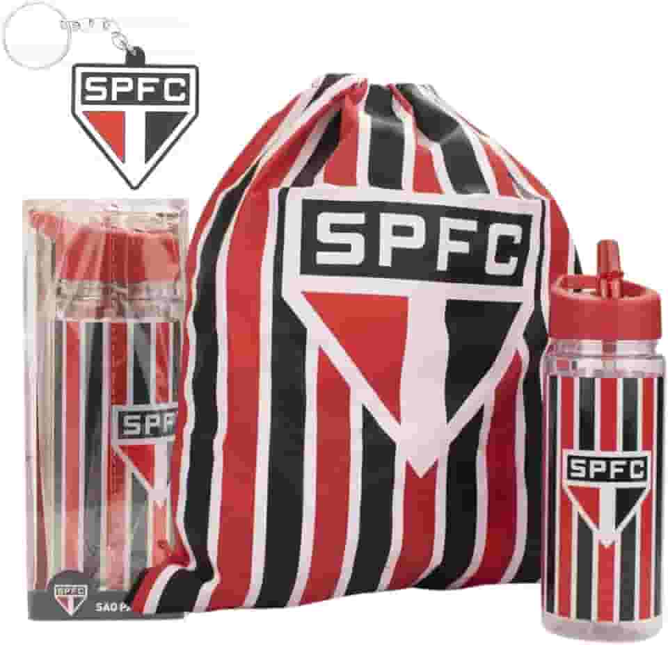 Garrafa Time São Paulo 450ml + Mochila Saco Academia Esporte + Chaveiro São Paulo Emborrachado Kit Oficial SPFC Presente