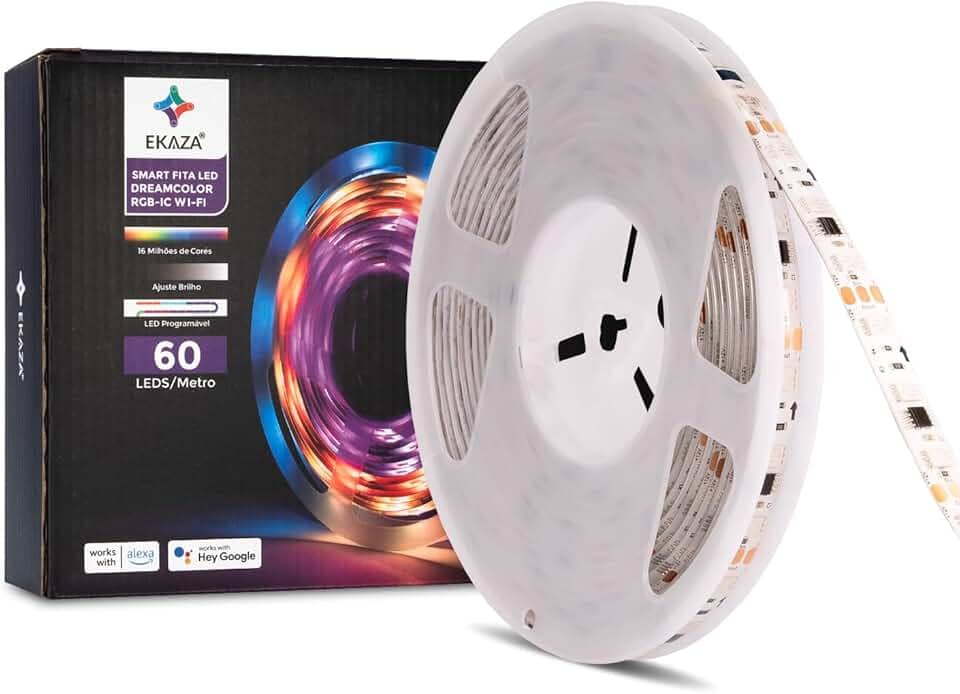 EKAZA Fita Led Inteligente Dreamcolor, 5 Metros, Com Silicone, RGB-IC, 60 LEDS, Wi-Fi, compatível com Amazon Alexa e Google Assistant - EKCL-T3337