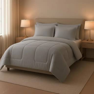 Edredom 06 Peças Queen Dupla Face Aconchego Casa Dona (Cinza)