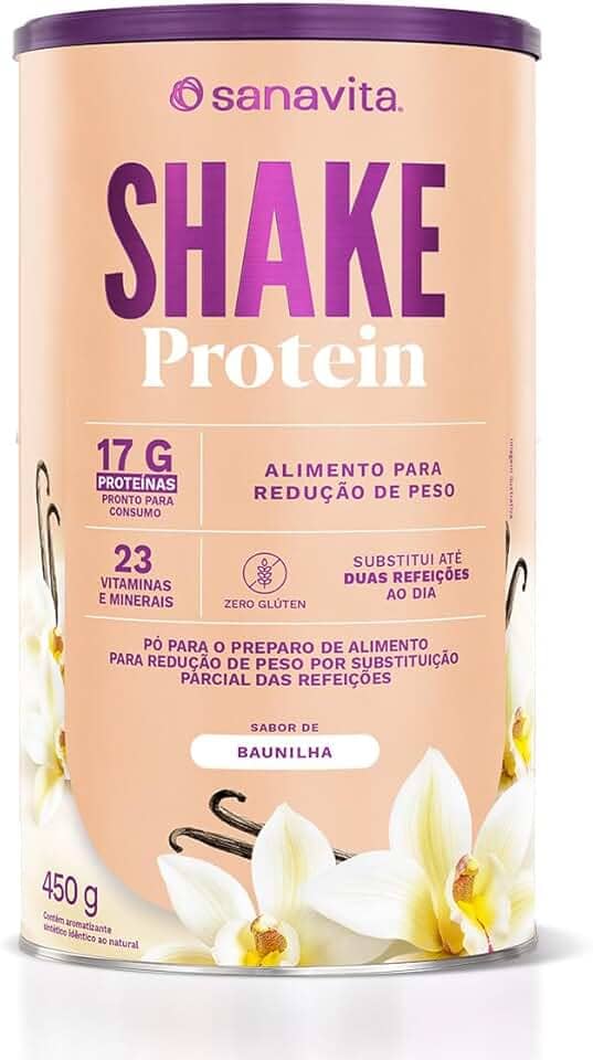 Sanavita Shake Protein - Substituto de Refeição - Sabor Baunilha - 450g