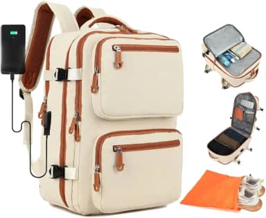 Mochila de Viagem Masculina Feminina Reforçada Executiva Grande Mochila para Notebook Trabalho Viagem Escola com Cabo de Aço Impermeável com Saídas USB Unissex + Capa para Tenis