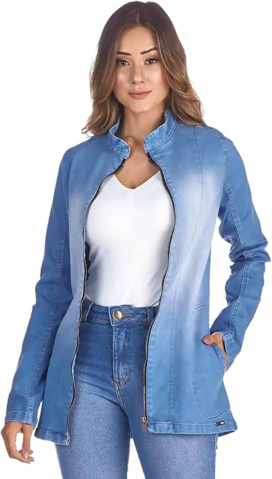 Jaqueta Jeans HNO Jeans Blazer Gola Padre Azul