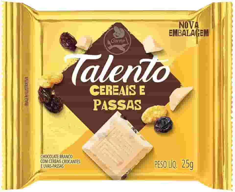 Chocolate Branco Mini Talento Amarelo Cereais E Passas 25Gr C/15 - Garoto