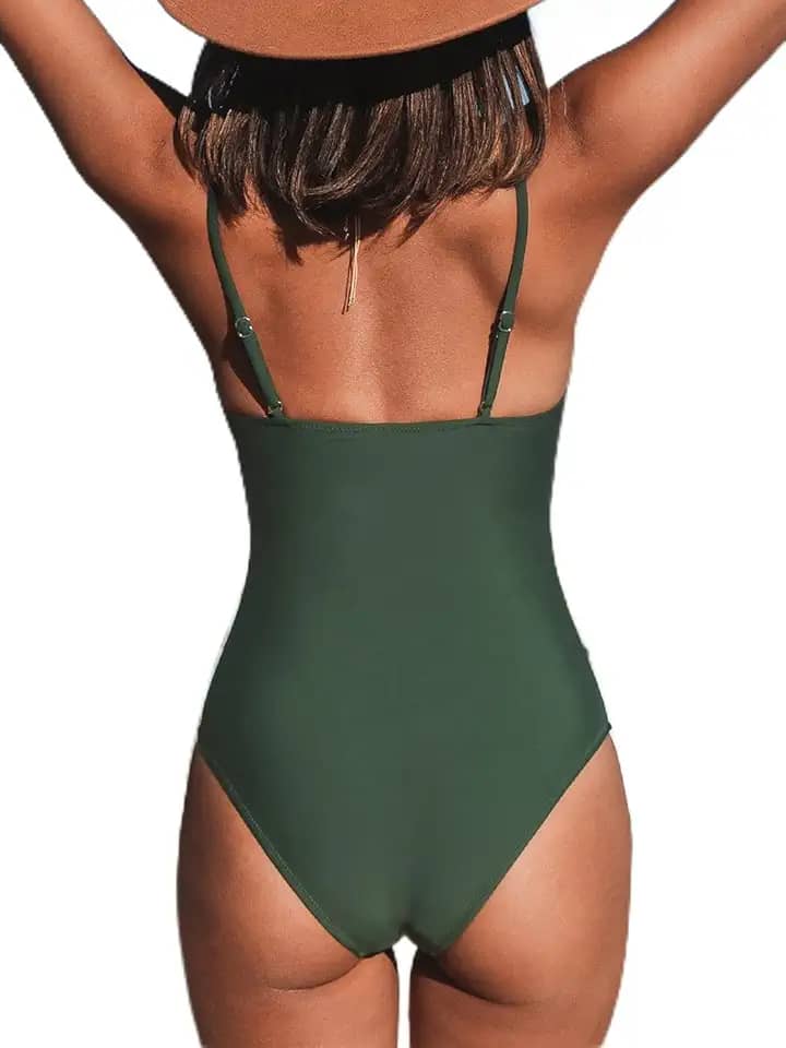 Maiô feminino com controle de barriga e gola V