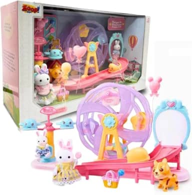 Brinquedo infantil Parque de Diversões com Roda-Gigante e Carrossel, 33,7 x 17,7 x 13,7 cm