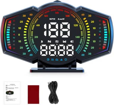 FINYQBET Velocímetro digital universal para automóveis, visor HUD com GPS, alertas de excesso de velocidade e fadiga, para todos os veículos- Ideal para Valorizam Precisão e Conforto