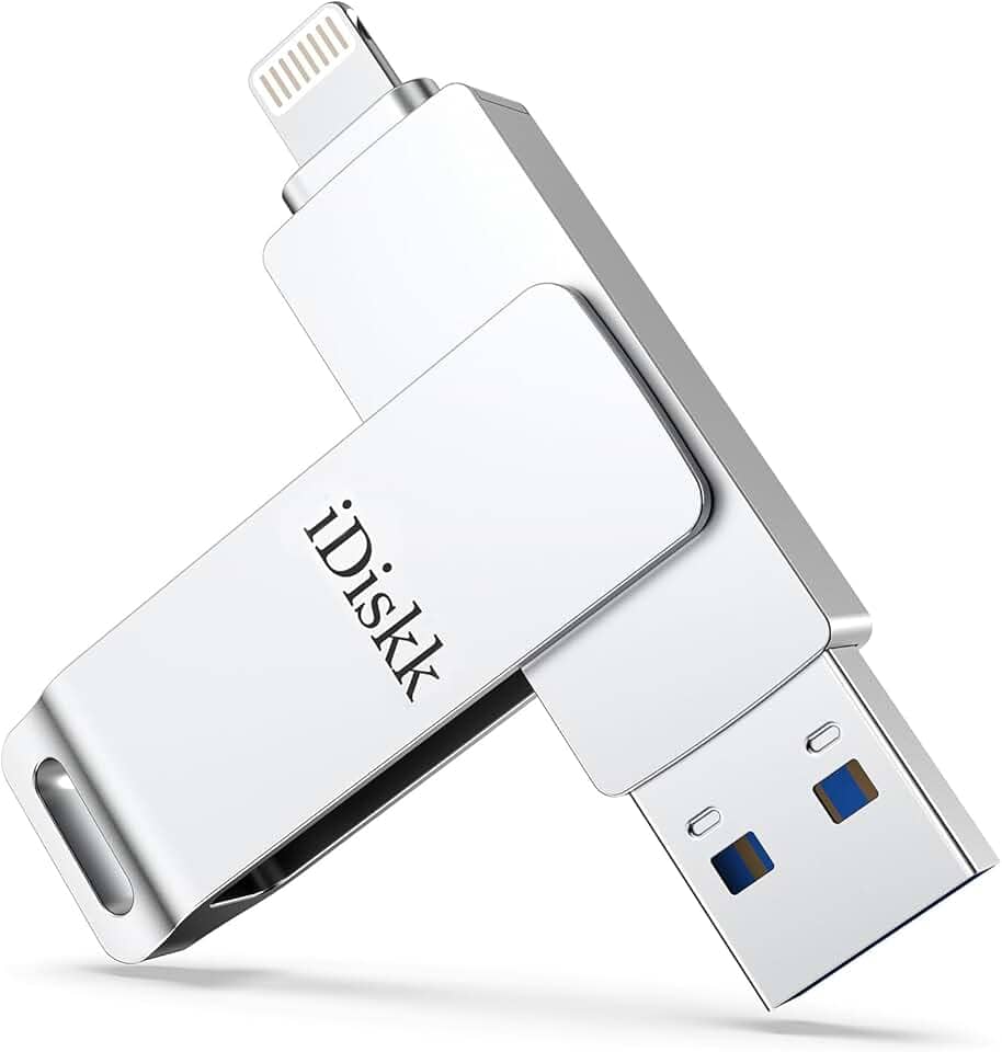 iDiskk Flash Drive de 256 GB certificado MFi para iPhone (14/13/12/11/XR/X) - Pen Drive USB 3.0 com Lightning para iPhone, iPad, MacBook, Laptops/PC