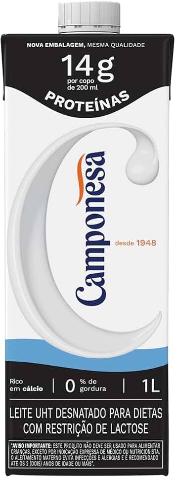 Camponesa Leite Zero Lactose Com 14g de Proteína Desnatado 1L