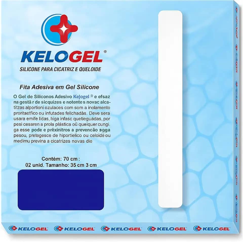 Fita de Silicone para Cicatriz 70x3cm Kelogel | Reduz Cicatrizes e Previne Queloides Dermatologicamente Testada Reutilizável e Confortável Uso Adulto e Infantil