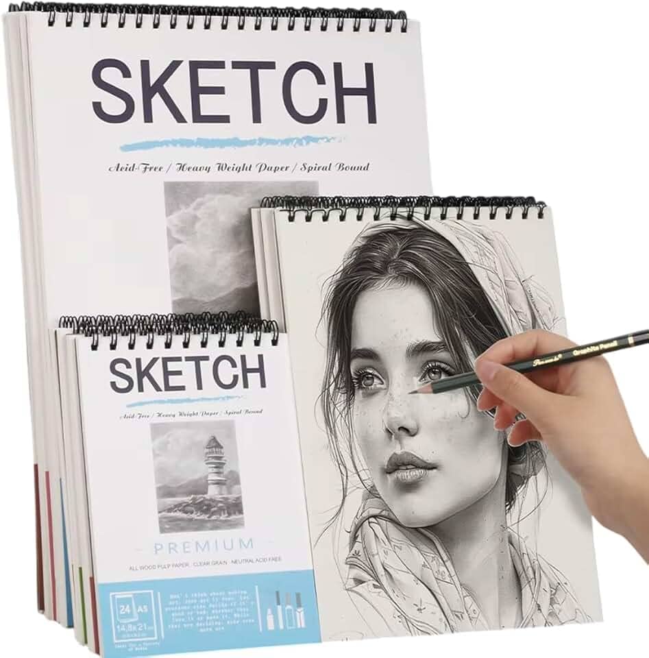 Caderno Sketchbook Desenho Artístico Profissional Esboço A4 160g 24 Folhas Ilustração (A4)
