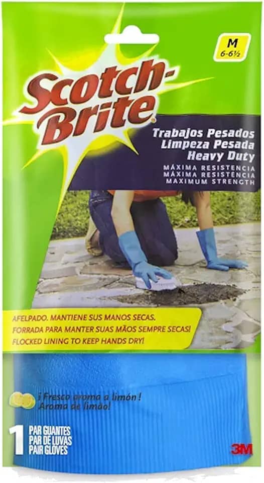 3M, Luva Limpeza Pesada Scotch-Brite, Tamanho Médio, Azul, 1 Par