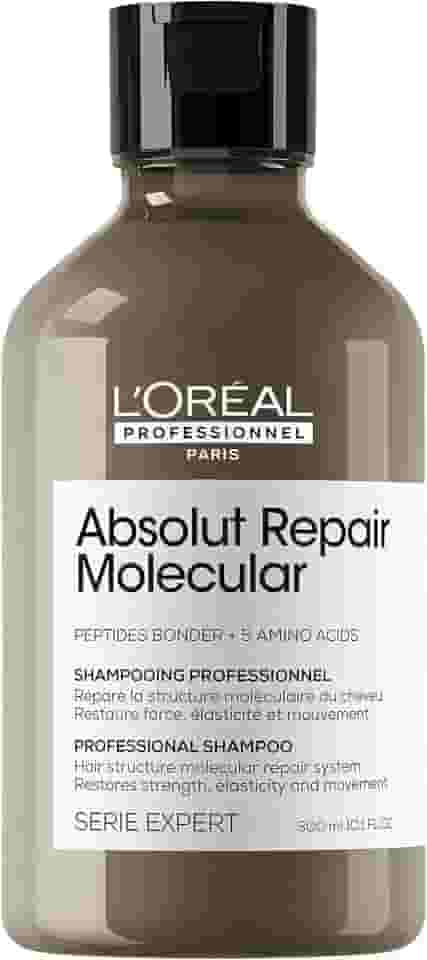 L’Oréal Professionnel Shampoo Absolut Repair Molecular, Repara Danos e Restaura Todos os Tipos de Cabelos Danificados, Sem Sulfato, SERIE EXPERT, 300ml