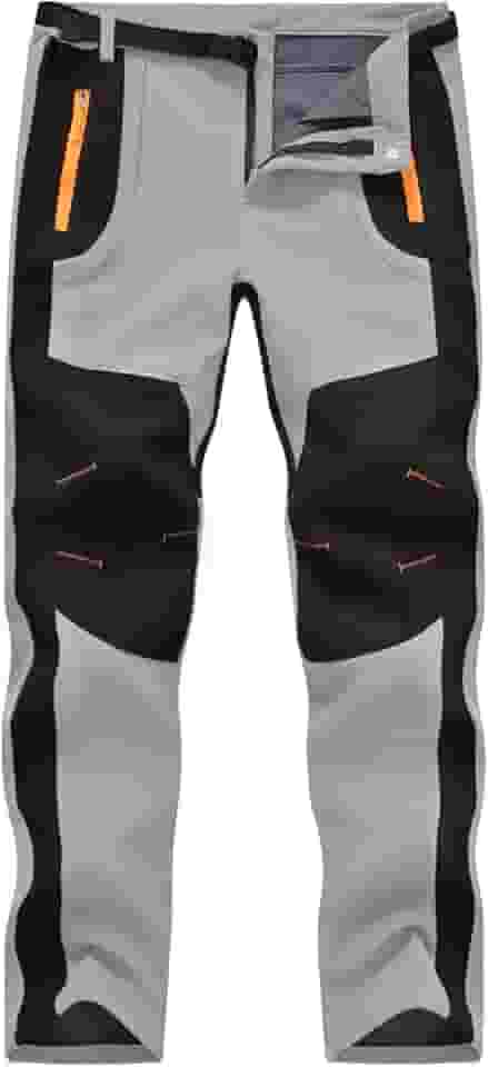 Calça masculina impermeável para esqui na neve, com forro de lã, para acampamento, esqui, pesca no gelo com cinto