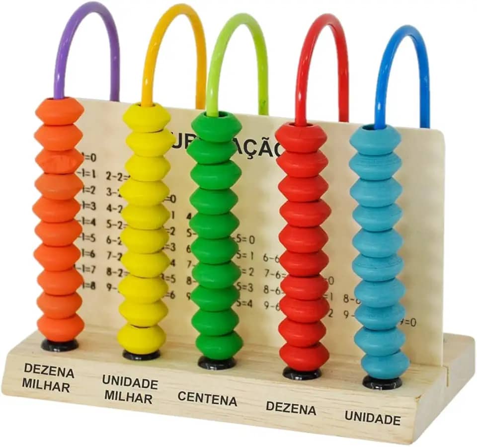 Ábaco Infantil Educativo 5 Colunas Escolar Brinquedo Madeira DMT6495 - Dm Toys