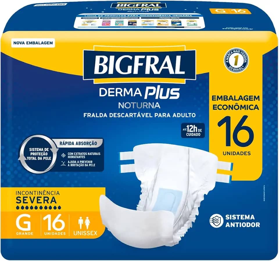 Fralda Bigfral Derma Plus Noturna Economica G 16 Unidades